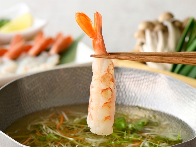 「生海老」<期間:2025年10月23日〜>【牛たん・生海老・真蛸も食べ放題!”心も満たす充実の食べ放題コース“が「一人鍋しゃぶしゃぶ すうぷ 静岡パルコ」に登場!】