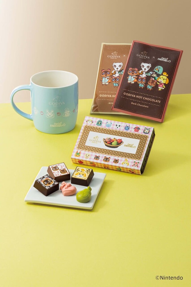 【ゴディバ×あつまれ どうぶつの森】「ゴディバ × あつまれ どうぶつの森 アソートメント（6粒入）&ホットチョコレート&マグカップ セット　ブルー」