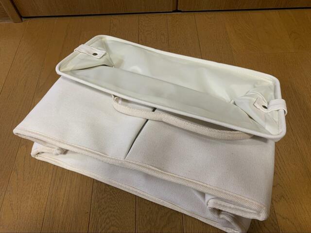 【ニトリ　持ち運べるポケット付きバスケット】コンパクトに折りたためる！