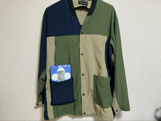 【ワークマン　耐久撥水トラベルシェルカーディガン】ポケットはティッシュ箱が入るくらい大きい
