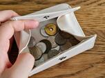 【3COINS　極薄ミニウォレット】本体を開くとボックス形の小銭入れが。中身が見やすく使いやすいです♪