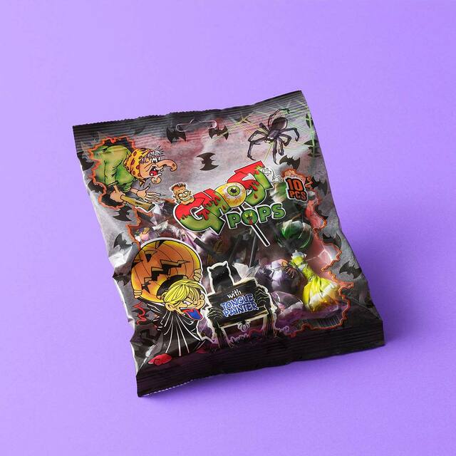 【カルディ　キャンドアート ゴーストロリーポップ（9月上旬発売）】チェリー風味とラズベリー風味約10本入り