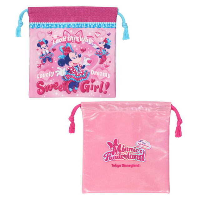 きんちゃくセット 2,400円|東京ディズニーランド「ディズニー・パルパルーザ“ミニーのファンダーランド”」スペシャルグッズ|販売店舗:東京ディズニーランド「ディズニー&カンパニー」|発売日:2025年1月13日(火)