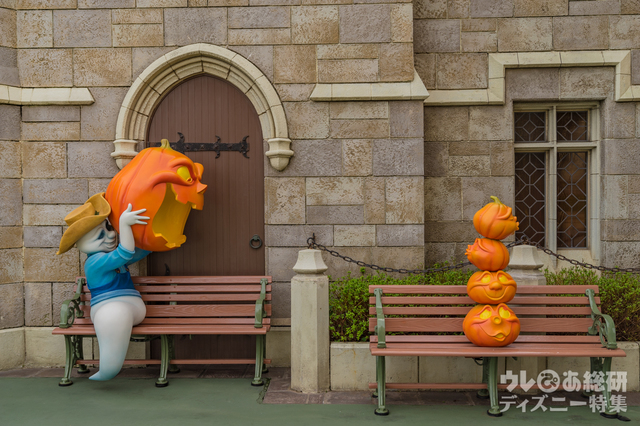 おばけとかぼちゃにはキングダム・トレジャー横のベンチで会えますよ