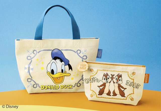 ドナルドダック/ランチトートバッグ 1,300円、チップ&デール/ポーチ 1,100円|Disney SWEETS COLLECTION by 東京ばな奈