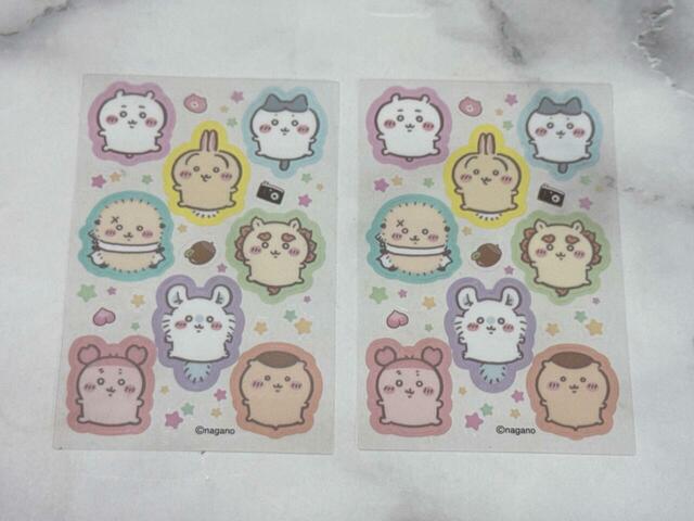 白目を剥いちゃったちいかわたちのクリアシール。かわいい〜！