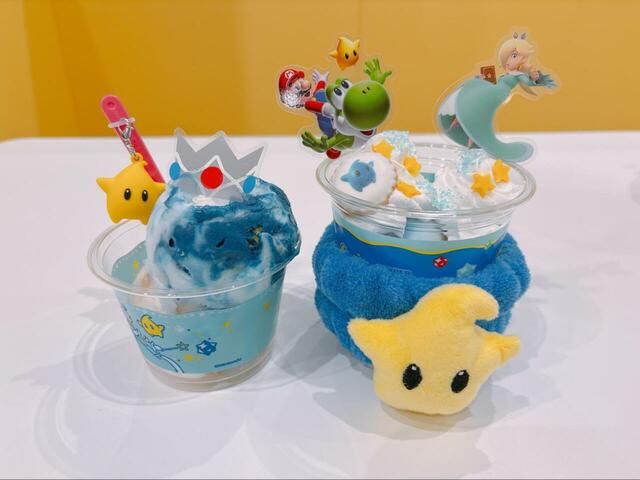 【サーティワン×マリオギャラクシー スーパーマリオギャラクシー ダブルサンデー・ロゼッタ スペシャルダブルカップ】今回購入した限定サンデーとダブルカップ。グッズ付きで豪華すぎます