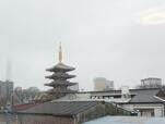 お部屋から見える浅草寺。後ろにはスカイツリー