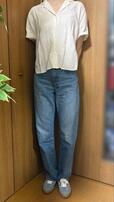 【GLOBAL WORK エアかるクラシックスニーカー】白シャツ×デニムのシンプルコーデに合わせてみました