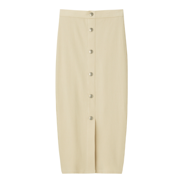 GU（ジーユー）『リブフロントボタンナローミディスカート』