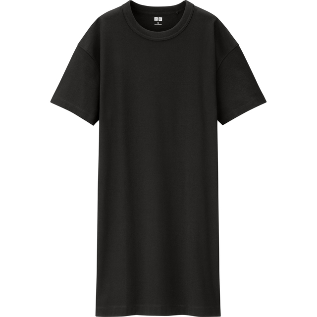 クルーネックTワンピース（半袖）ブラック