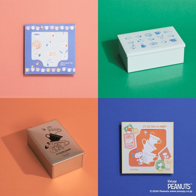 【Afternoon Tea LIVING】ティーレター（アフタヌーンティーブレンド/アールグレイ） 各648円、クッキー缶 1,620円、コーヒー缶 1,620円