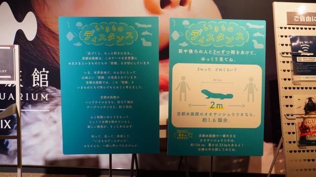 入口での感染症対策　ソーシャルディスタンス案内表示