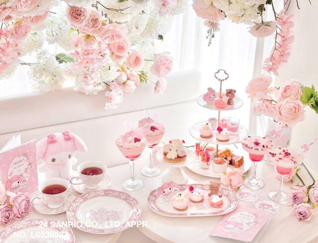 「マイメロディ テディジンジャーコラボアフタヌーンティー」＜期間：2024年10月5日〜12月9日＞【大人モーブパープルが可愛い「クロミ コラボアフタヌーンティー」＆王道フレンチガーリーな「マイメロディ コラボアフタヌーンティー」同時開催】