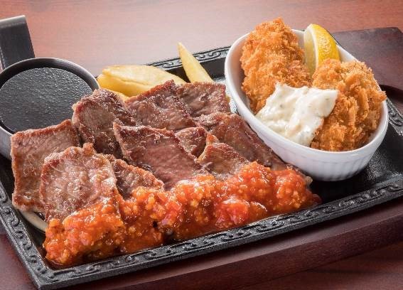 カットステーキ&広島産大粒カキフライ