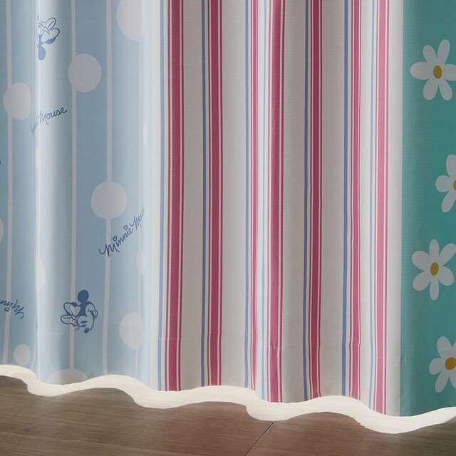 キュートなリボンタッセル付き♪遮光カーテン「ミニーマウス」｜￥ 9,990～ 14,400 （税込）