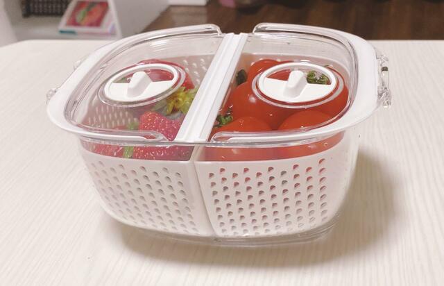 【ニトリ フレッシュキーパークラリー】ミニトマトならSサイズでも1パックは入る容量