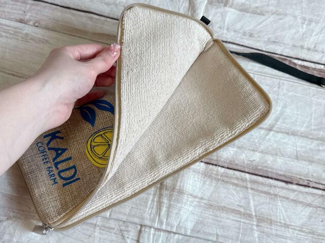 【カルディ レモンバッグ／マイクロファイバーケース】L字ファスナーでがばっと開く！