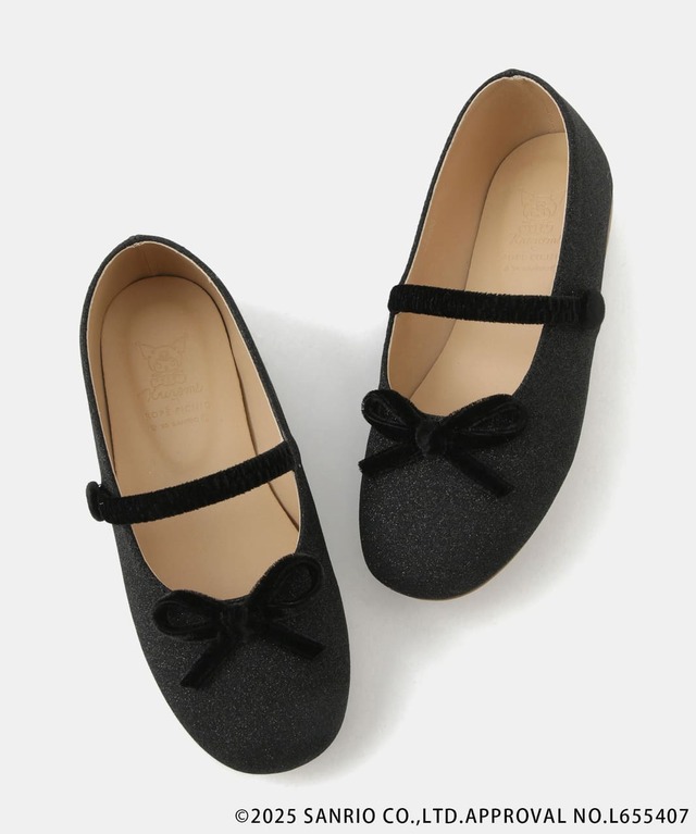 【サンリオキャラクターズ×ロペピクニック】「【KIDS】グリッターバレエシューズ」カラー:ブラック(クロミ)、サイズ:18.0/19.0/20.0/21.0 ¥4,499