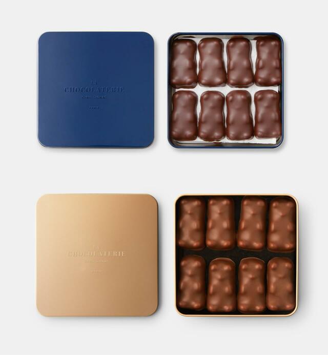 「ベアギモーヴ缶 16個入り ダーク(紺)/ミルク(ゴールド)」＜価格：11,880円（税込）＞【【DEAN ＆ DELUCA】フランスの正統派ショコラや日本の繊細チョコレートが勢揃い！バイヤー選りすぐり「CHOCOLATE COLLECTION 2025」開催】