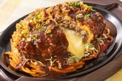 鉄板焼きナポリタンとビーフチーズINメンチかつ