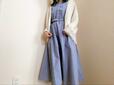 【Honeysの大人ライン「GLACIER」6分袖シャツワンピース】カーディガンを合わせるとさらに着回しの幅が広がります。オンにもオフにも使いやすい一枚！