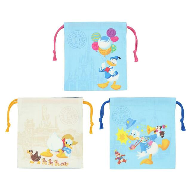 きんちゃくセット 2,100円|東京ディズニーリゾート ドナルドダック新作グッズ|販売店舗:東京ディズニーランド「ホームストア」、東京ディズニーシー「ヴィラ・ドナルド・ホームショップ」|発売日:2026年10月15日(木)