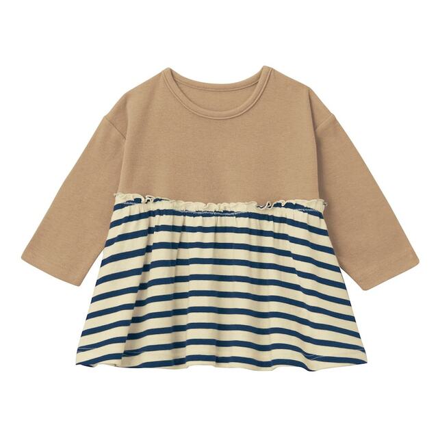 ソフのびドロップショルダーギャザー長袖Ｔシャツ 【ベビー服】｜￥ 990 （税込）