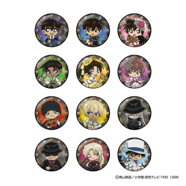 ビュッフェ来場者だけが購入できるオリジナルグッズ：缶バッジ（約57mm）　￥605【「ホテルニューオータニ」×「名探偵コナン」SUPER SWEETS BUFFET（スーパースイーツビュッフェ）】