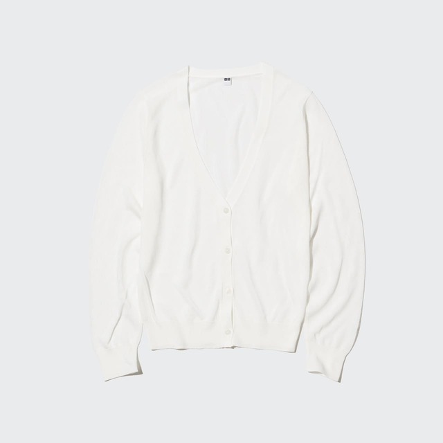 【ユニクロ・商品画像】「ライトVネックカーディガン」(カラー:OFF WHITE)