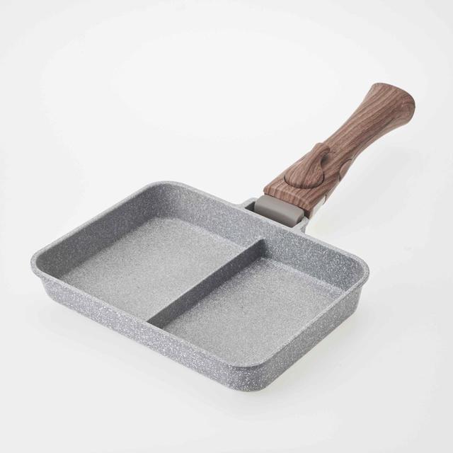 取っ手が外せるストーンマーブル仕切りフライパン