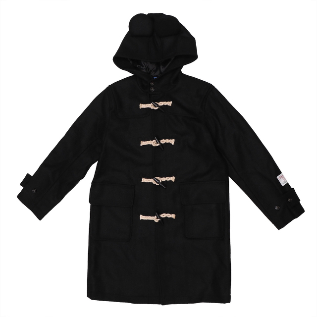 ミッキーシェイプがデザインされた「ハリスツイード」生地のダッフルコート