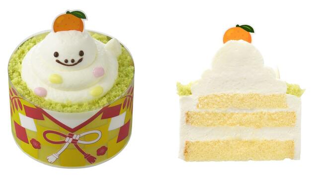 「巳年のケーキ（鏡餅風）」＜価格：750円（税込810円）＞【【銀座コージーコーナー】縁起のいい“干支スイーツ”でゲン担ぎ！可愛い巳年ケーキで2025年のスイーツ初め（R）♪】