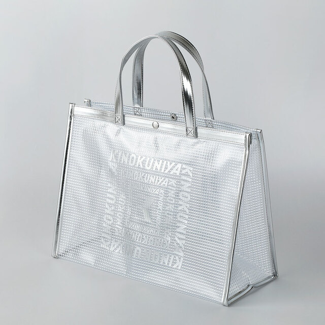 【紀ノ国屋 クリアミディアムバッグ／シルバー】中身がほどよく透けて涼しげ！カラーは3種類です