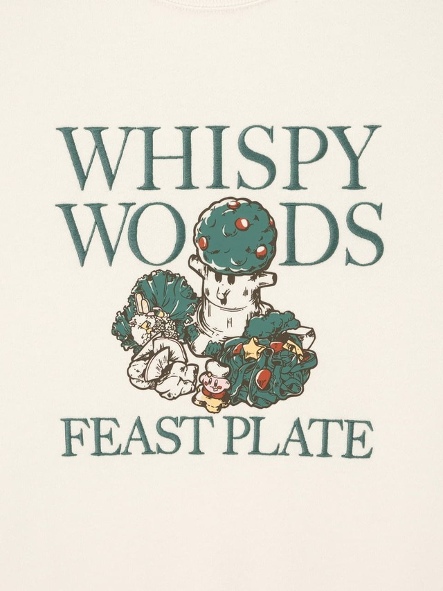【GU×星のカービィ】「ウィスピ―ウッズのもりもりごちそうプレート」をデザインした「スウェットプルオーバー Kirby」