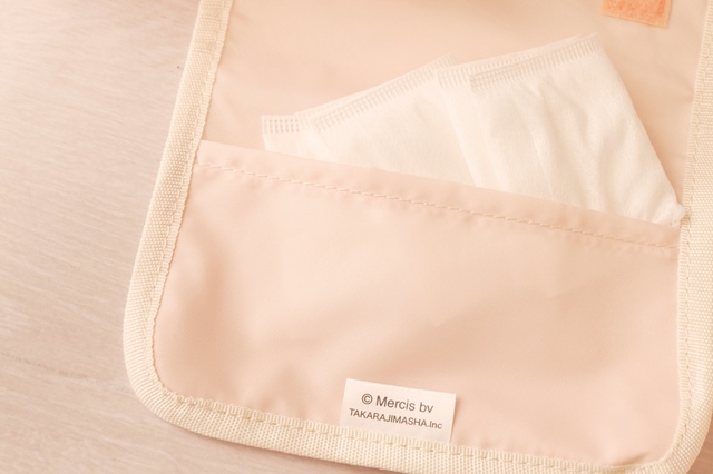 【宝島社『素敵なあの人 2026年3月号』特別付録】ケースのポケットは薄めでマチなし。コットンなどを入れておくのに便利。