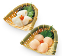 上:するめいかのお造り 下:帆立のお造り【和食さとの 「北海道逸品食べ放題」】