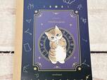 星座の羅針盤を背景に、おねだりするような上目遣いのにゃんこ。かわいすぎる〜！