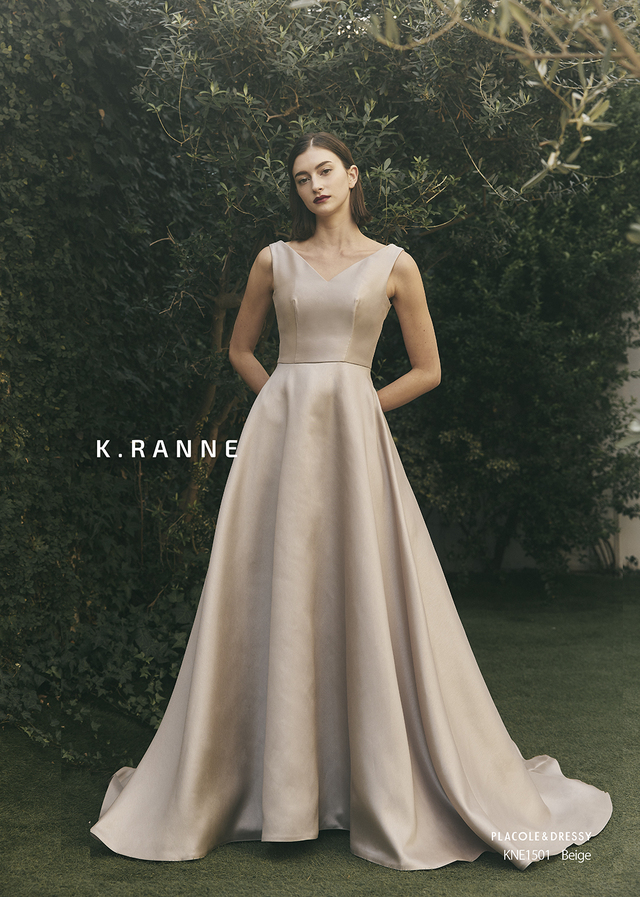 KURAUDIA × PLACOLE & DRESSY(クラウディア×プラコレ)新作ウェディングドレス|KNE1501_Beige