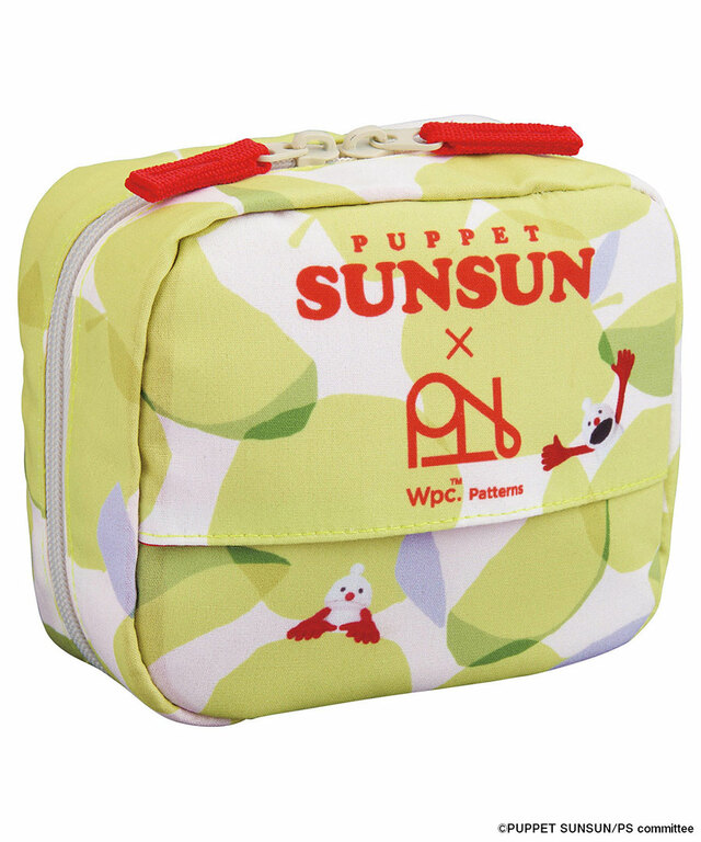 【パペットスンスン×Wpc. Patterns.】パペットスンスン×Wpc. Patterns はっ水スクエアポーチ　オメナグリーン(ノンノン)／各税込2,420円