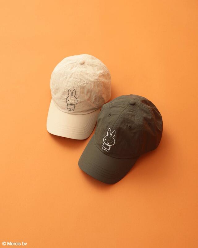 miffy/ナイロン刺繍キャップ  カラー：Beige/Khaki  価格：￥3,990【Green Parks miffyコレクション】