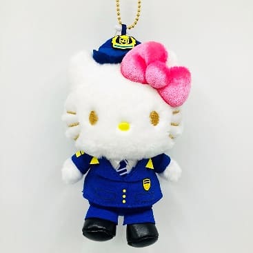 【ハローキティ新幹線 グッズ第1弾】「ハローキティ新幹線　マスコットチャーム」2,420円／制服を着たハローキティのマスコットチャーム