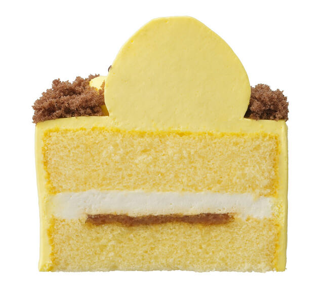 断面はこんな感じ!>ポムポムプリンのプリン風ケーキ 価格:720円(税込778円)【銀座コージーコーナー×サンリオ】