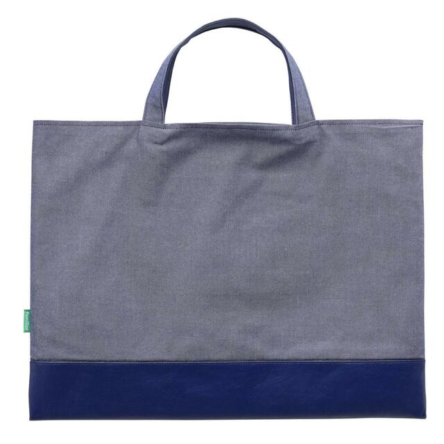 【familiar×王子動物園 コラボアイテム】デニムバッグ／サイズは（約）縦32×横43cm、持ち手全長29.5cmで日常使いにぴったり