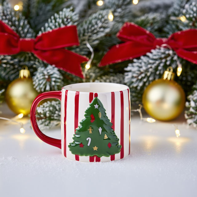 【フライングタイガー2025クリスマスアイテムランキング 第6位】マグ(クリスマスツリー) 770円