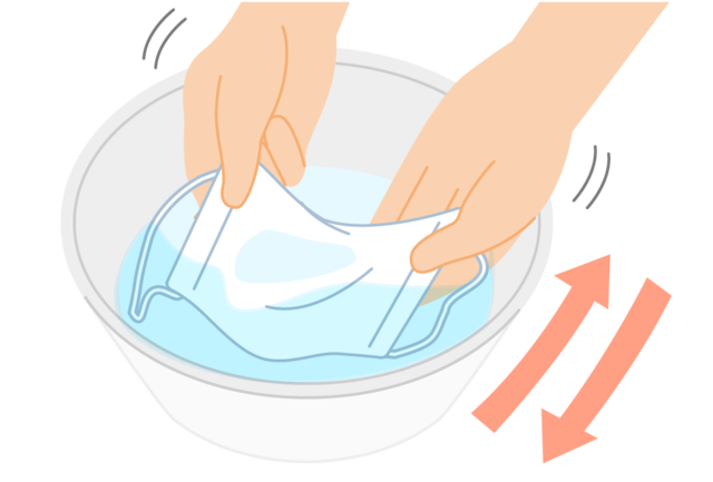 洗面器に水道水をためてすすぐ