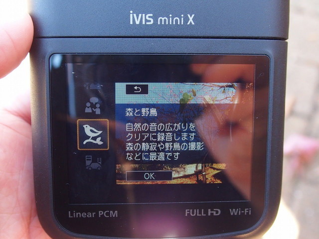 「iVIS mini X」音声設定画面