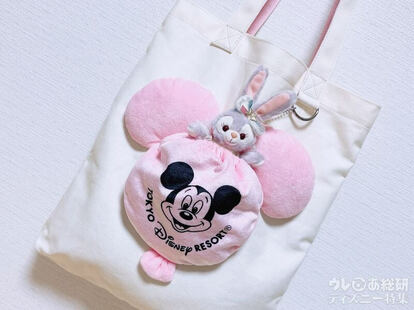 ディズニー　トートバッグ(ぬいば付き) ミッキー＆ミニーのぬいぐるみバッジ付き！ディズニーホテル