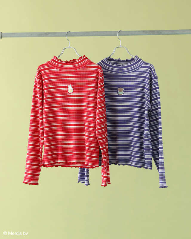 【Green Parks×ミッフィー】「Miffy/マルチボーダープルオーバー」カラー：Red/Purple　￥4,490