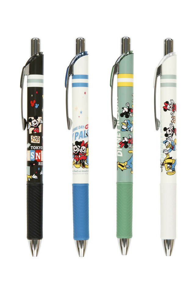 ボールペン〈エナージェル〉セット 1,400円｜東京ディズニーリゾート 満面のスマイルのミッキーたちがデザインされたグッズ｜販売店舗：東京ディズニーランド「グランドエンポーリアム」、東京ディズニーシー「フィガロズ・クロージアー」｜発売日：2024年4月25日（木）